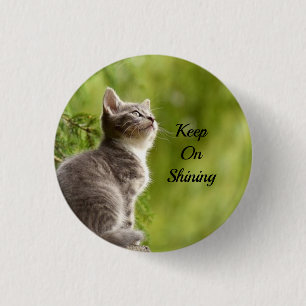 Badge Rond 2,50 Cm Cute Grey Kitten