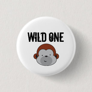 Badge Rond 2,50 Cm Cute Monkey Wild une fête d'anniversaire en safari
