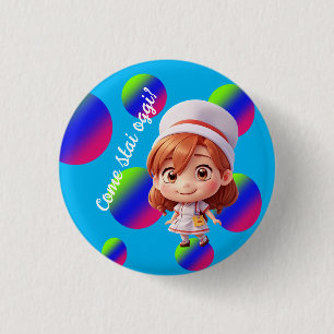 Badge Rond 2,50 Cm Cute Nurse avec Bouton d'insigne de salutation ita