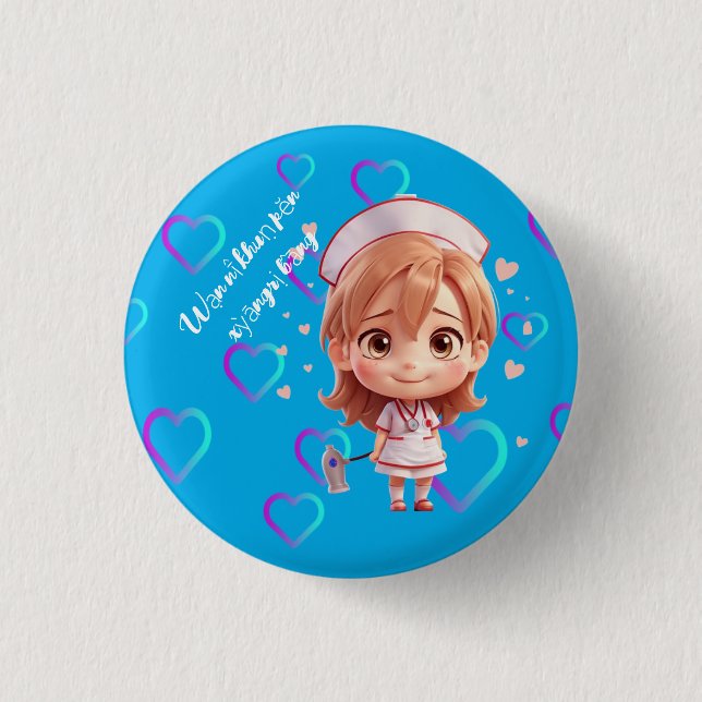 Badge Rond 2,50 Cm Cute Nurse avec Bouton d'insigne de salutation tha (Devant)