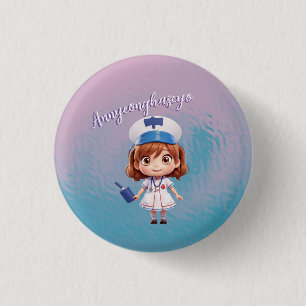 Badge Rond 2,50 Cm Cute Nurse avec coréen saluant Bouton d'insigne