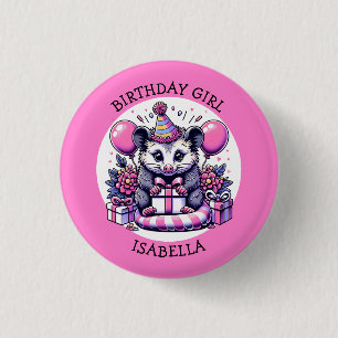 Badge Rond 2,50 Cm Cute Possum Fille d'anniversaire personnalisée