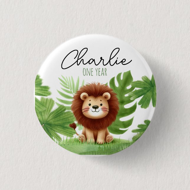 Badge Rond 2,50 Cm Cute Safari Lion Birthday (Devant)