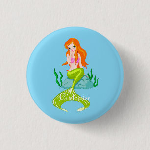 Badge Rond 2,50 Cm Cute Sirène Redhead Thunder_Cove
