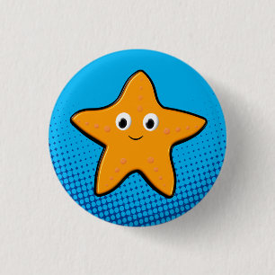 Badge Rond 2,50 Cm Cute Starfish Dessin Océan bleu