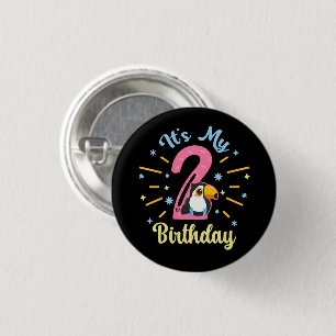Badge Rond 2,50 Cm Cute Toucan 2e anniversaire 2 année fille de naiss