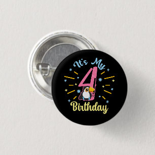Badge Rond 2,50 Cm Cute Toucan 4e anniversaire 4 année fille de naiss