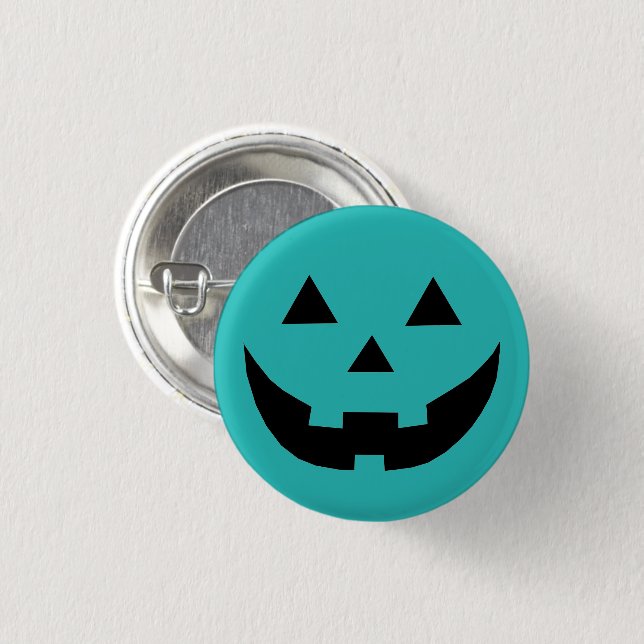 Badge Rond 2,50 Cm Cute turquoise citrouille Jack-o'-lantern Hallowee (Devant & derrière)