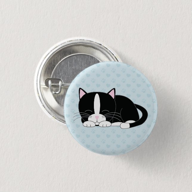 Badge Rond 2,50 Cm Cute Tuxedo Kitten (Devant & derrière)