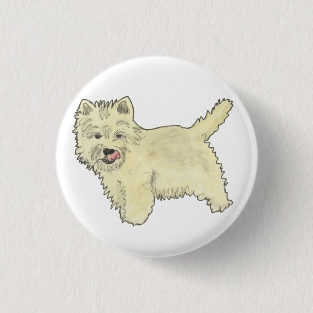 Badge Rond 2,50 Cm Cute West Highland Terrier Funny Chien Art Design (Devant)
