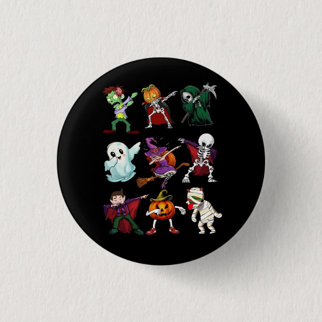 Badge Rond 2,50 Cm Dabbing Halloween sorcière squelette Zombie effray (Devant)