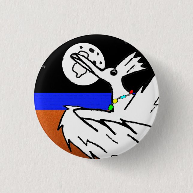 Badge Rond 2,50 Cm Danse d'oiseau sous la lune (Devant)
