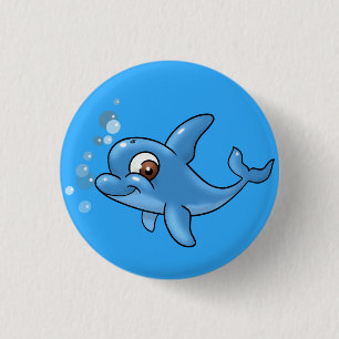 Badge Rond 2,50 Cm Dauphin de caricature mignon