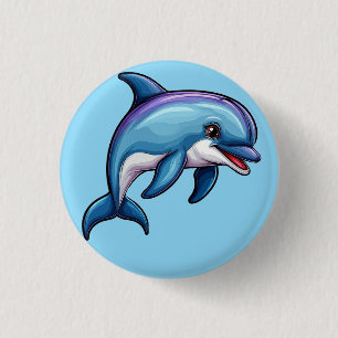 Badge Rond 2,50 Cm Dauphin de dessin animé souriant