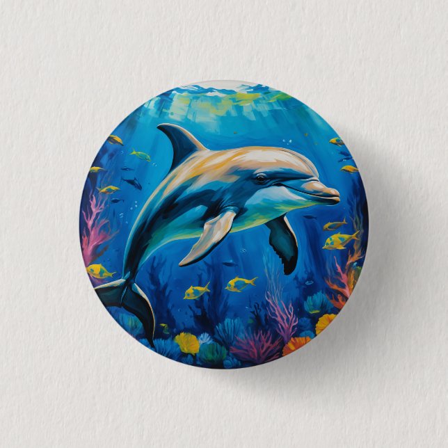 Badge Rond 2,50 Cm Dauphin de peinture à l'huile (Devant)