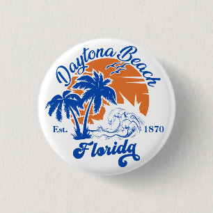 Badge Rond 2,50 Cm Daytona Beach Floride Vacances d'été 60s
