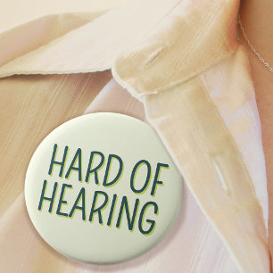 Badge Rond 2,50 Cm Deafness Basic Green Lettering Difficile à entendr