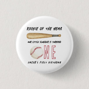 Badge Rond 2,50 Cm Débutant de l'année Fête d'anniversaire de basebal