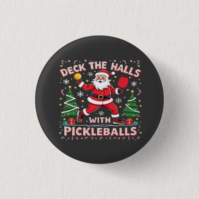 Badge Rond 2,50 Cm Découvrir Les Halls Avec Des Pickleballs (Devant)
