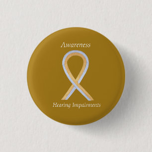 Badge Rond 2,50 Cm Déficience auditive Sensibilisation Ruban Angel P