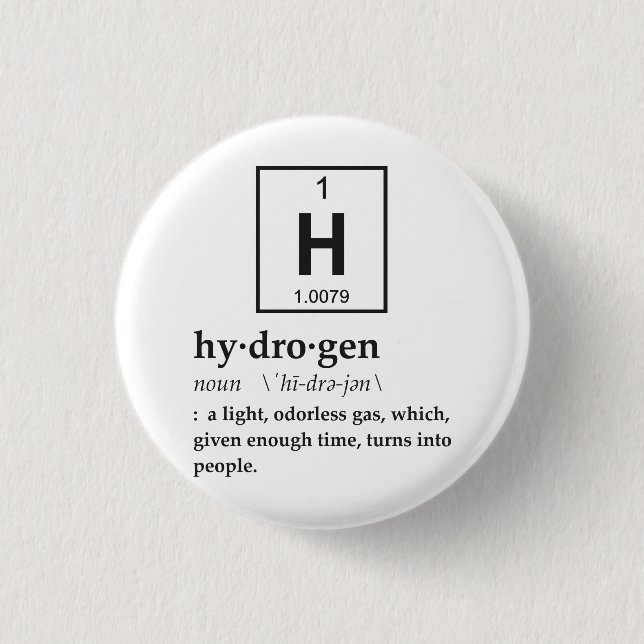 Badge Rond 2,50 Cm Définition d'hydrogène (Devant)