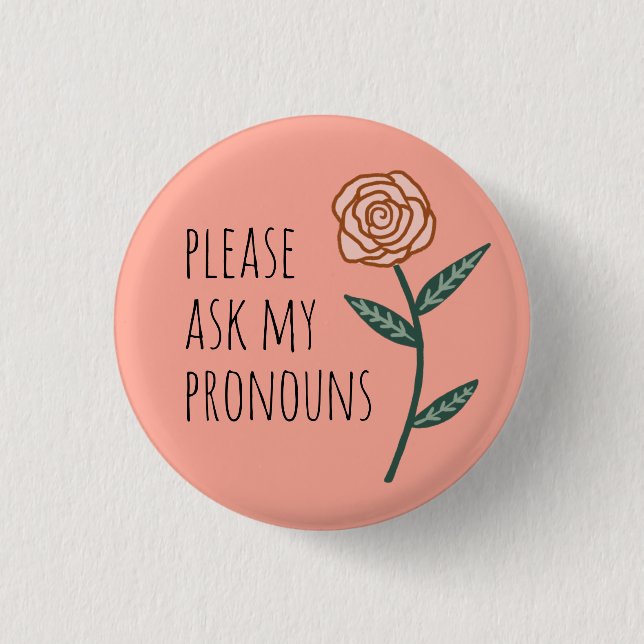 Badge Rond 2,50 Cm Demandez À Mes Pronounours Rose CUSTOM (Devant)