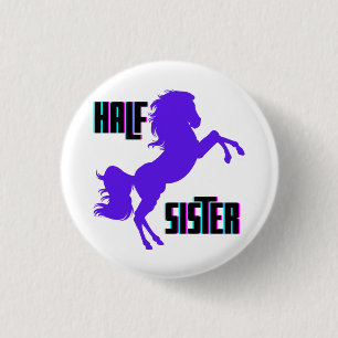 Badge Rond 2,50 Cm Demi-soeur Poney Violet Fratrie