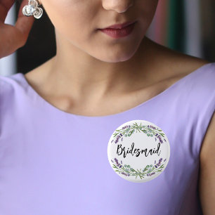 Badge Rond 2,50 Cm Demoiselle d'honneur lavande violette eucalyptus m