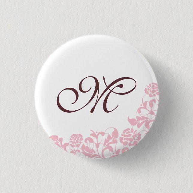 Badge Rond 2,50 Cm Dentelle rose initial Monogramme (Devant)
