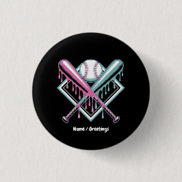 Badge Rond 2,50 Cm Dérive De Baseball Pour Garçons Bateau À Crème Gla