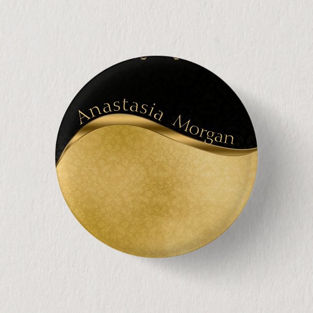 Badge Rond 2,50 Cm Design moderne, noir et or (Devant)