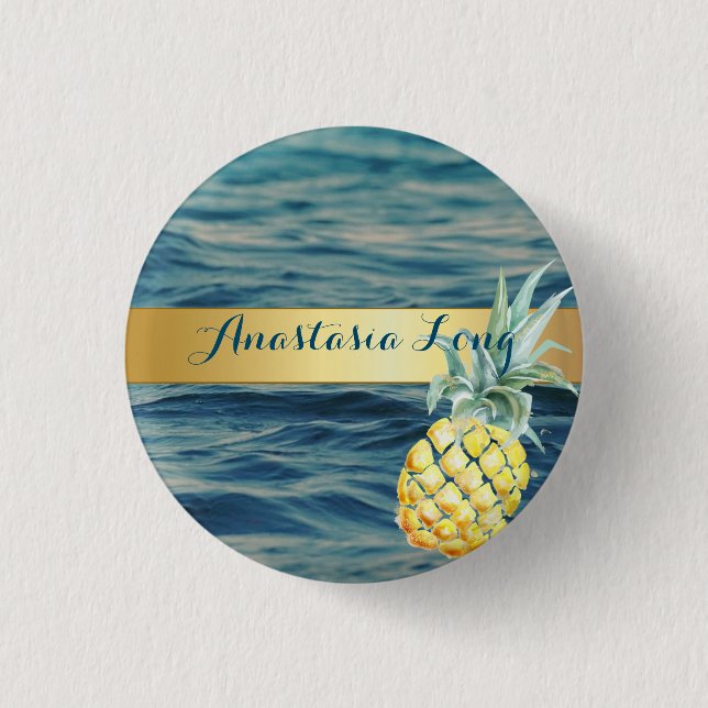Badge Rond 2,50 Cm Design Moderne, Plage, Voir, Ananas (Devant)