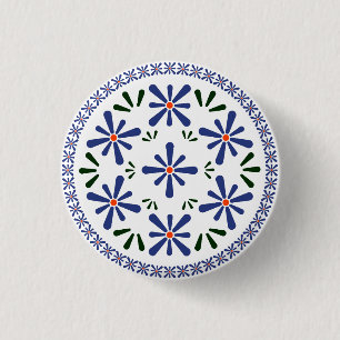 Badge Rond 2,50 Cm Design polonais de céramique traditionnelle.