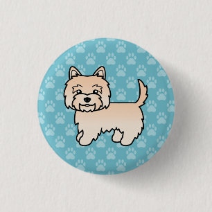 Badge Rond 2,50 Cm Dessin animé de chien Cairn Terrier crème sur fond
