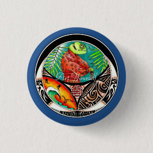 Badge Rond 2,50 Cm Dessin d'art de Chameleon