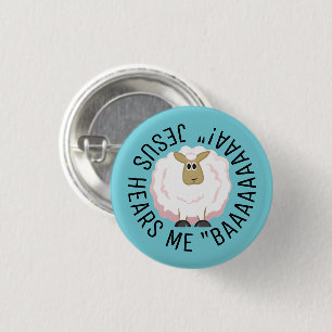 Badge Rond 2,50 Cm Dessin de mouton blanc