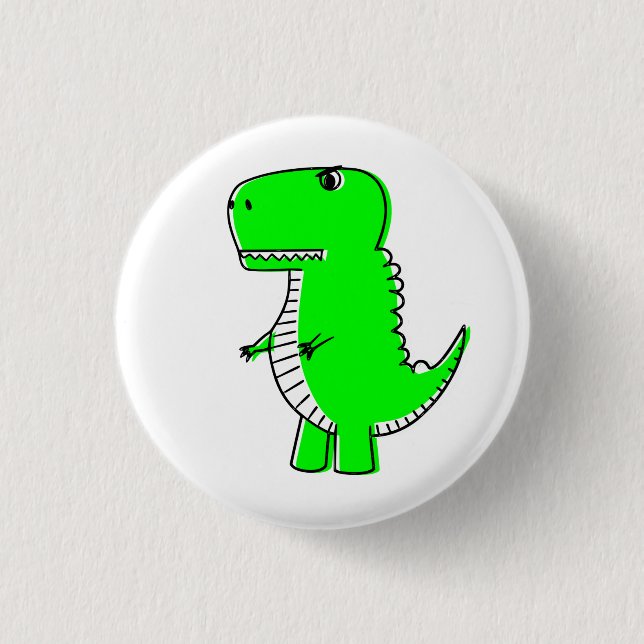 Badge Rond 2,50 Cm Dessin Dinosaure Vert (Devant)