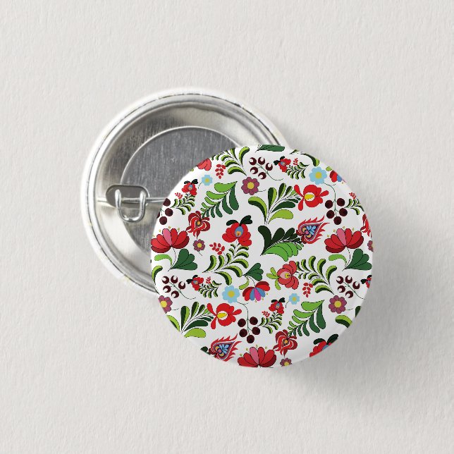Badge Rond 2,50 Cm dessin floral matyo hongrois (Devant & derrière)