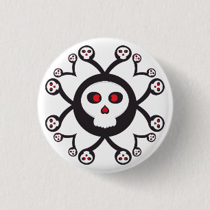Badge Rond 2,50 Cm dessin mignon du crâne d'araignée