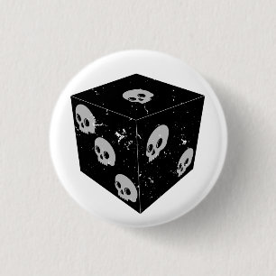 Badge Rond 2,50 Cm Dessins crâniens désorganisés Dice