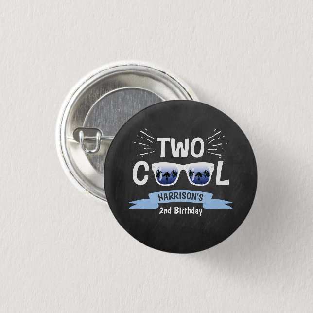 Badge Rond 2,50 Cm Deux garçons Cool Chalkboard 2e anniversaire (Devant & derrière)