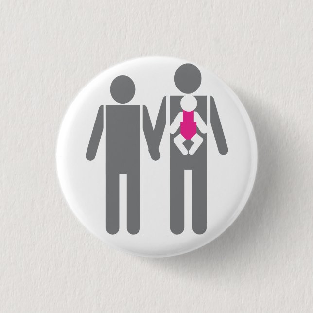Badge Rond 2,50 Cm Deux papas et une fille (Devant)
