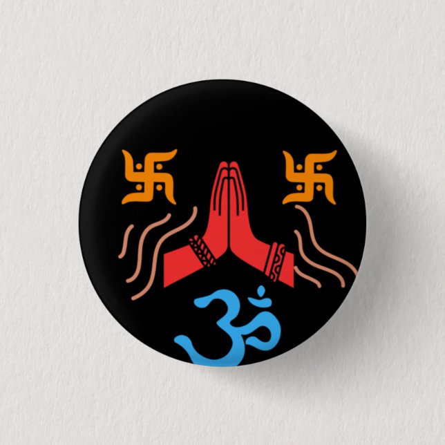 Badge Rond 2,50 Cm Dévotion d'Om swastik (Devant)