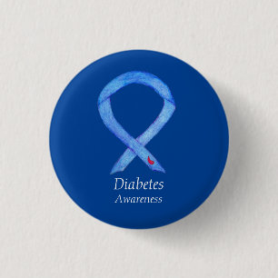 Badge Rond 2,50 Cm Diabetes Awareness Ribbon Art Custom Button Pin
