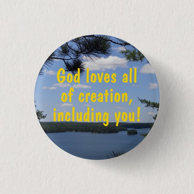 Badge Rond 2,50 Cm Dieu aime tout le bouton de création (Devant)