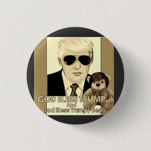Badge Rond 2,50 Cm Dieu bénisse Trump et trompette