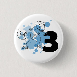 Badge Rond 2,50 Cm Dino 3e Anniversaire Épingle