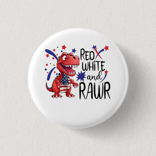 Badge Rond 2,50 Cm Dinosaure blanc rouge occidental