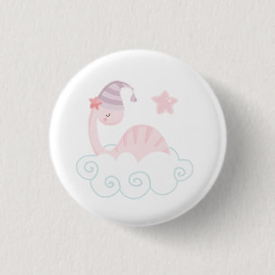 Badge Rond 2,50 Cm Dinosaure Rose