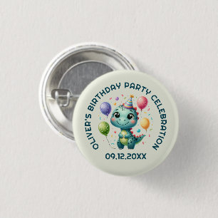 Badge Rond 2,50 Cm Dinosur d'anniversaire mignon